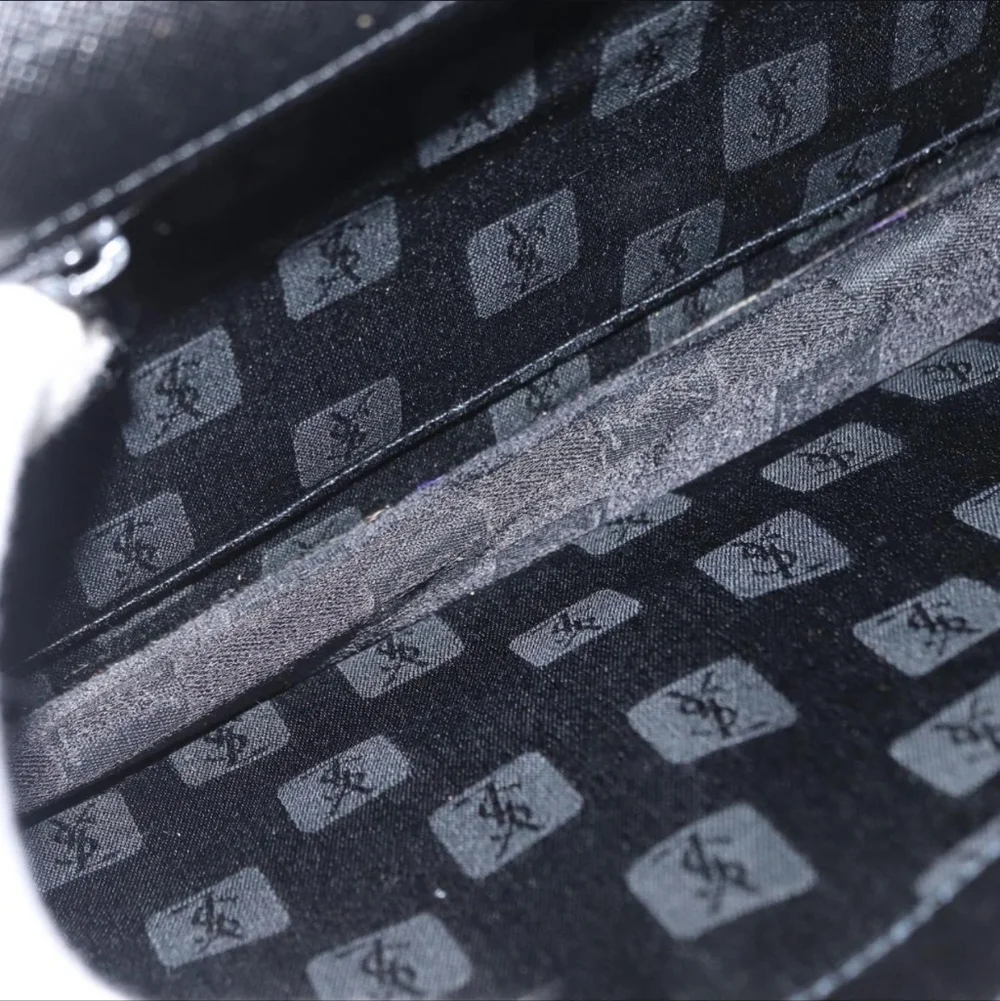 Vintage Yves Saint Laurent Black Leather Clutch Bag Saffiano Texture Tonal YSL - Picture 13 of 16